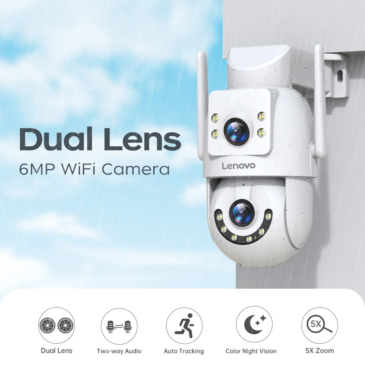 Caméra De Surveillance Extérieure WiFi Double Objectif 4K PTZ